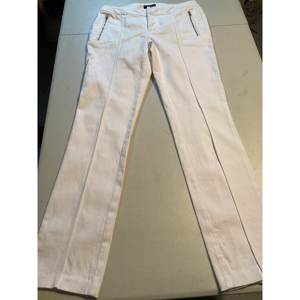 She Said... Womens White Pintuck Seam Zipper Pocket‎ Stretch Trousers Size 10
